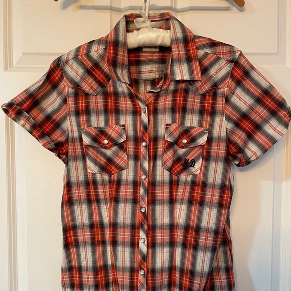 Harley Davidson Women’s Plaid Button Down Top - Picture 1 of 6